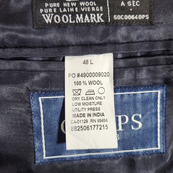 Chaps Blazer Mens Size 48L Navy Blue Gold 2 Button Sport Coat Suit Jacket Preppy - Picture 6 of 11